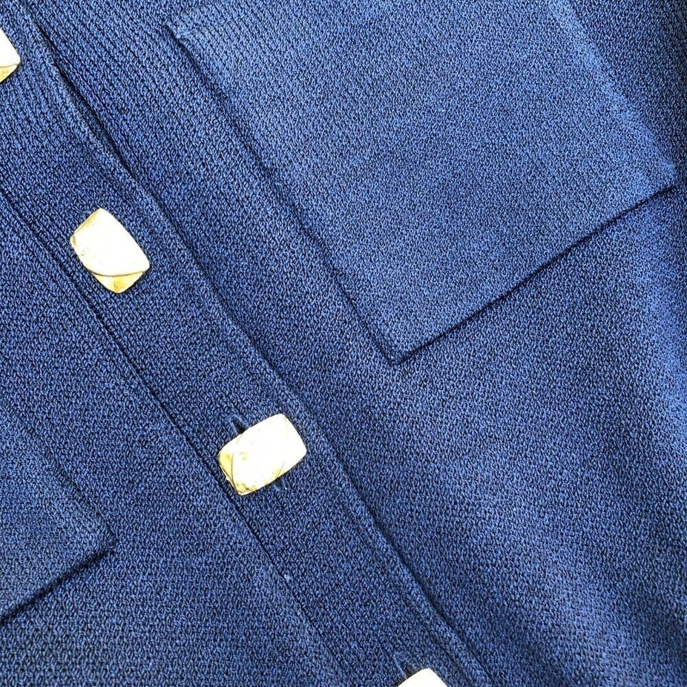 VTG ST JOHN Collection Marie Gray Santana Knit Jumpsuit Romper 2 Blue Designer - Picture 2 of 16